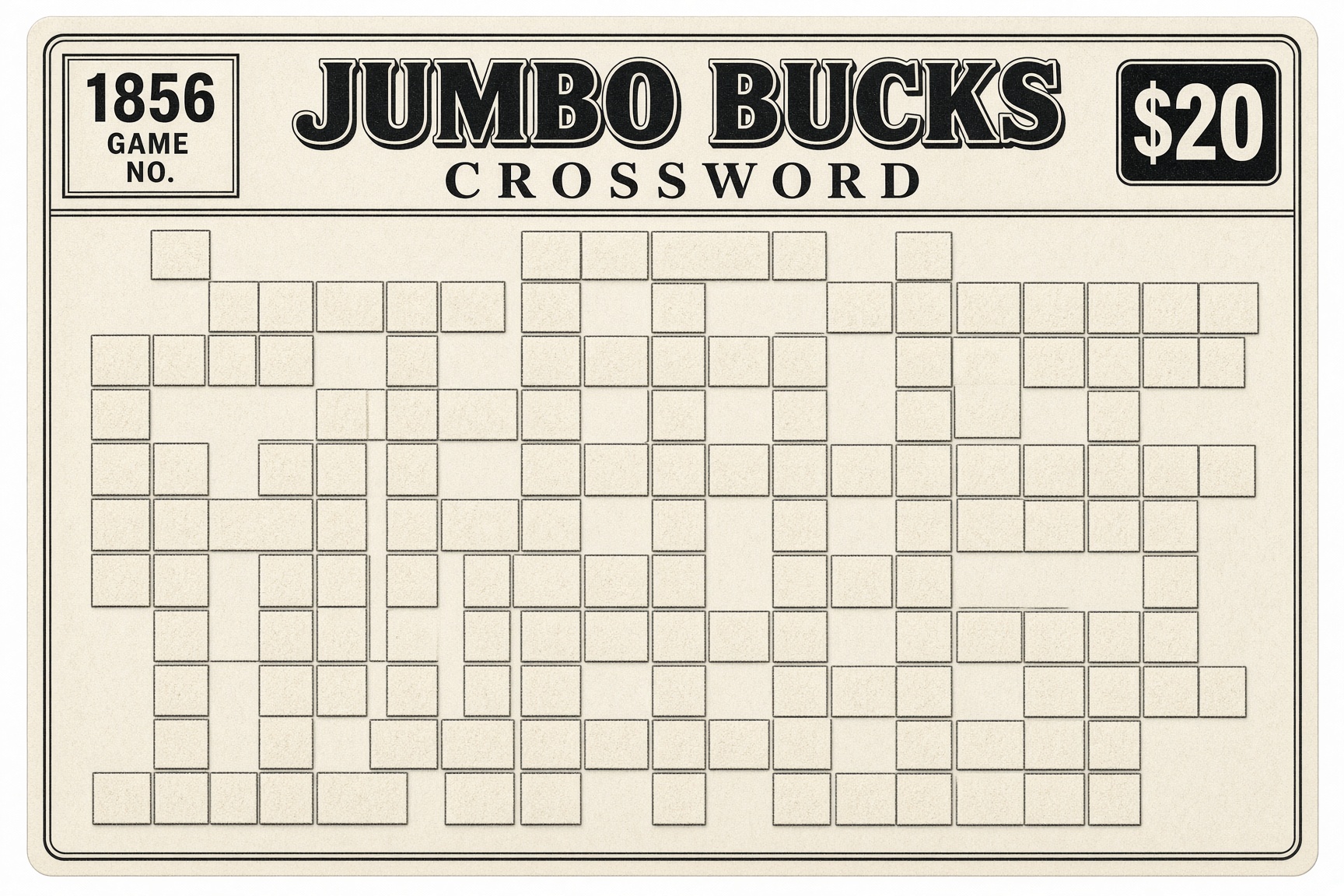Independent reconstruction of Jumbo Bucks Crossword #1856 ticket face