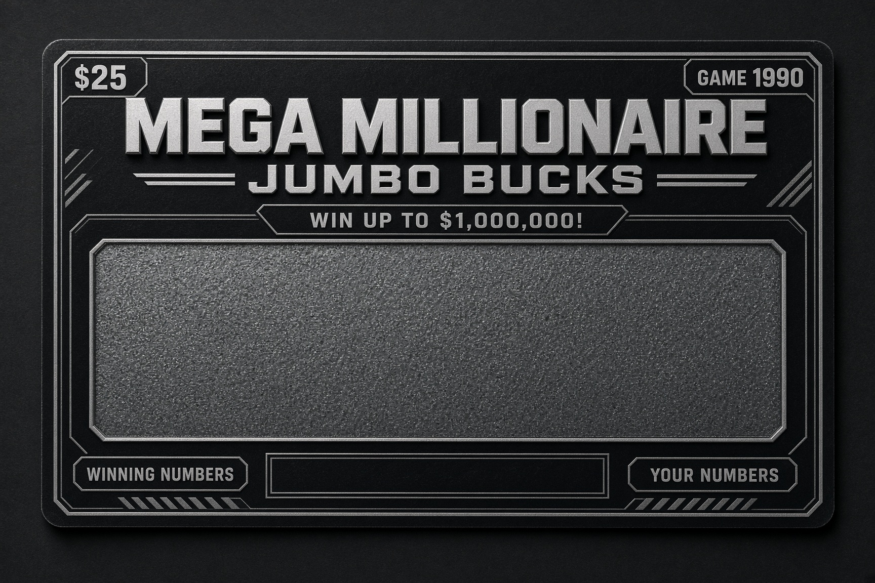 Independent reconstruction of Mega Millionaire Jumbo Bucks #1990 ticket face